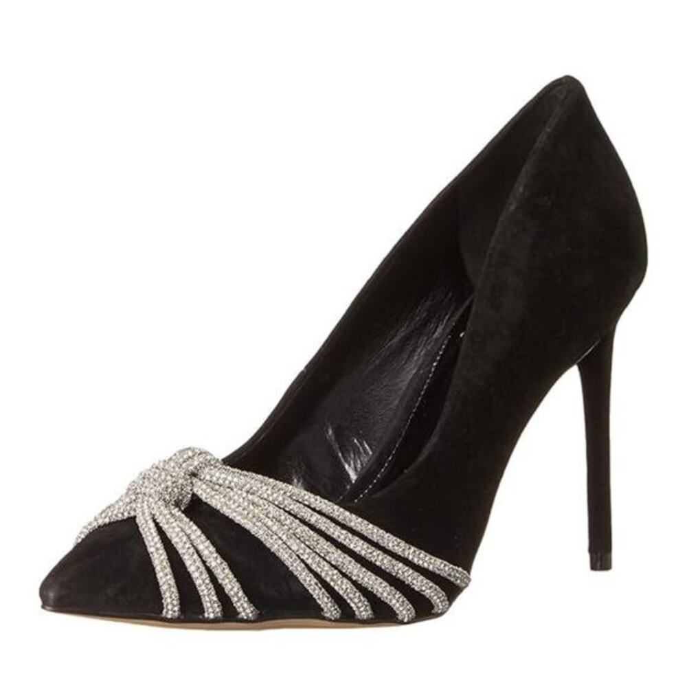 Vince Camuto Women's Faine Embellished Dress Pump Black Suede‎ Size 10